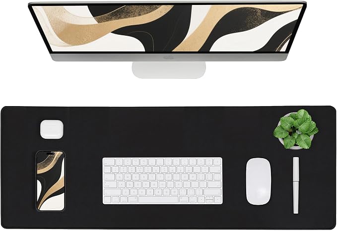 ALOANES Black Waterproof Desk Mat,