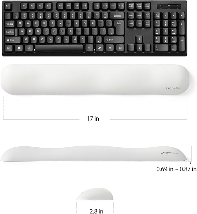UnivoColors Design-Wave Set of Wrist Rest, Artificial Sheepskin+Memory