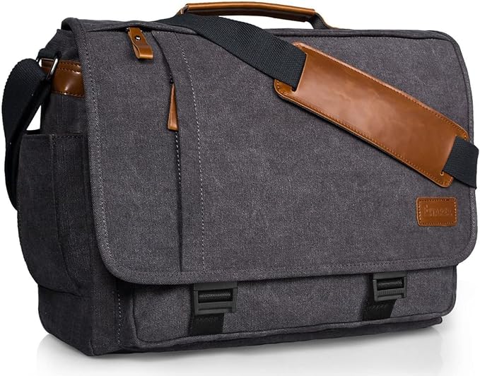 ESTARER Computer Messenger Bag 15-15.6 inch, Water-resistant Canvas Work Bag