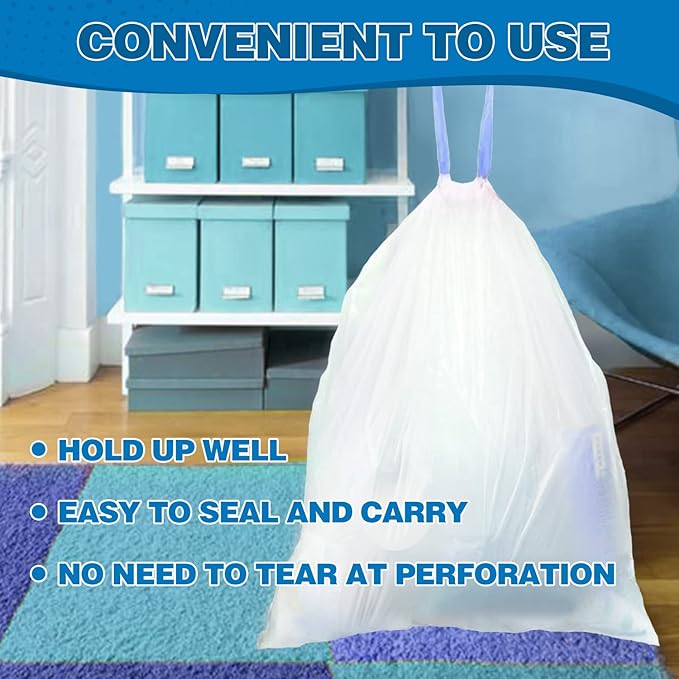 8 Gallon Trash Bags Drawstring 1.2 Mil