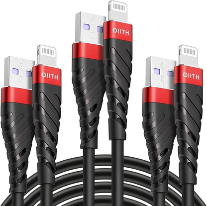 OIITH Apple MFi Certified iPhone Charger Cable 3 Pack 10 Ft, Extra Long