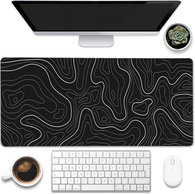 Desk Mat, Topographic Contour Large Gaming Mouse Pad