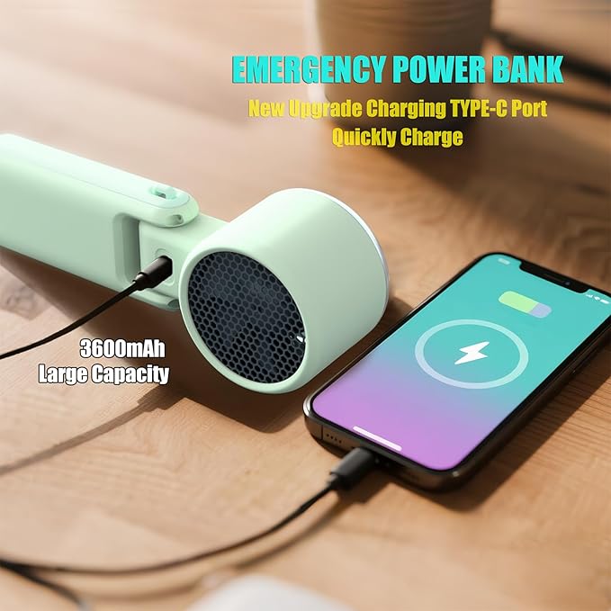 Foldable Handheld Fan | 5-Speed Turbo Blast | 16-Hour Runtime | Type-C Fast