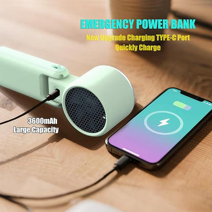 Foldable Handheld Fan | 5-Speed Turbo Blast | 16-Hour Runtime | Type-C Fast