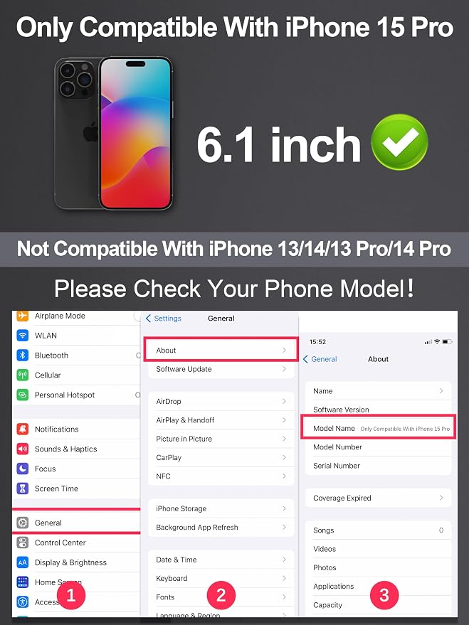 Compatible for iPhone 15 Pro Privacy Screen Protector 6.1 inch, Anti Spy Anti