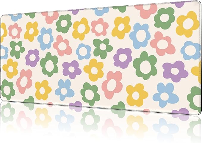 Mouse Pad Large Vintage Groovy Flowers Non-Slip Gaming Desk Mat