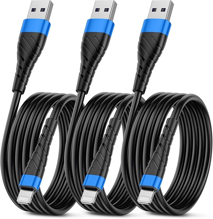 OIITH MFi Certified for iPhone Charger Cable 3 Pack 6 Ft, Long for Lightning