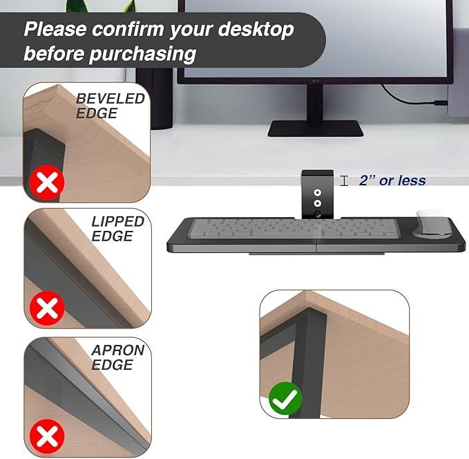 Large Under Desk Rotatable Computer Keyboard and Mouse Tray, Extra Sturdy Desk