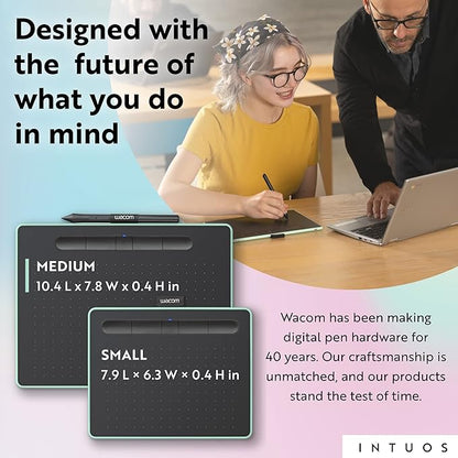 Wacom Intuos Medium Bluetooth Graphics Drawing Tablet, Portable