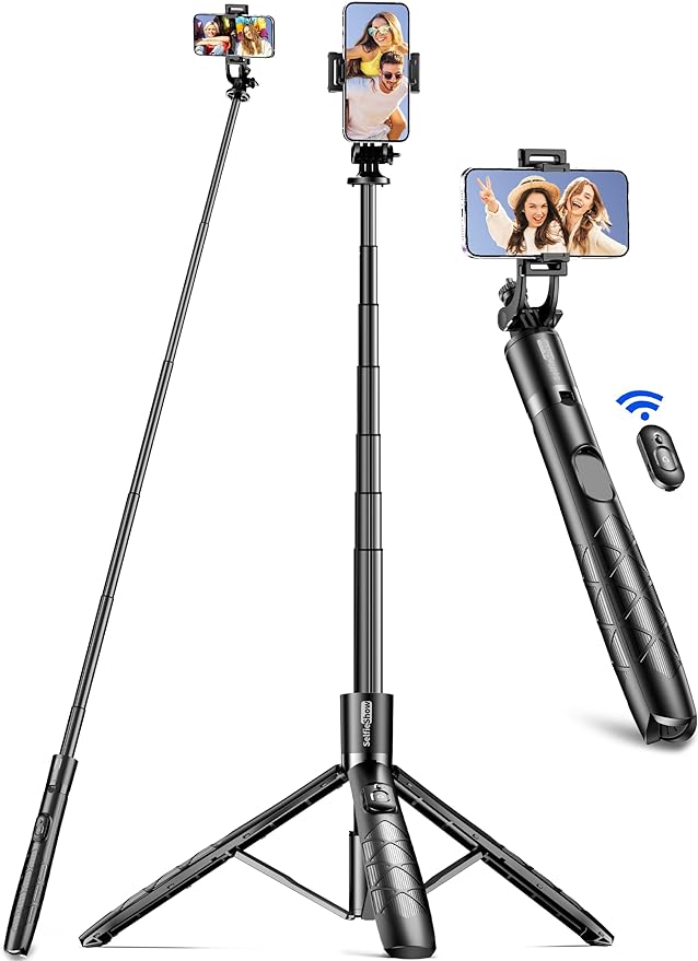 Aluminum 71" Phone Tripod with Remote, Extendable & Compatible with iPhone
