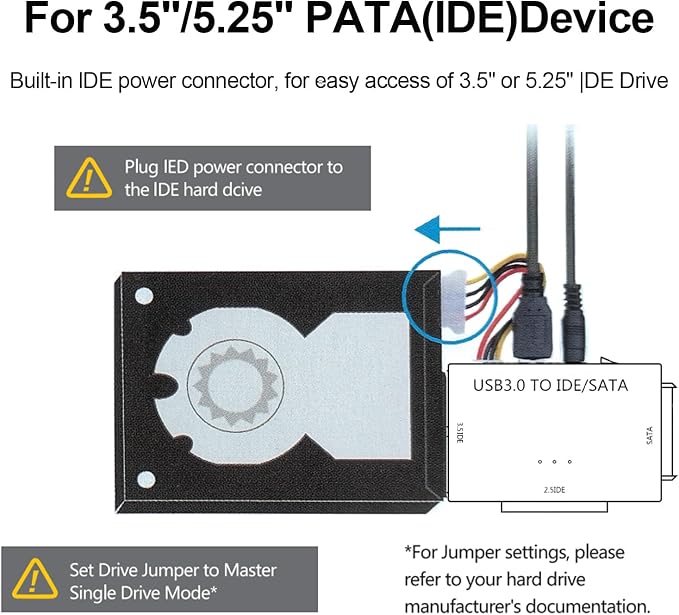 USB 3.0 to SATA IDE Adapter, Hard Drive Reader External Ultra Recovery