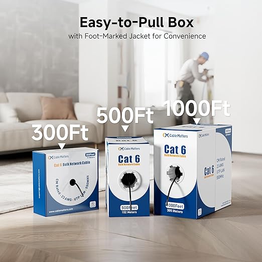 Cable Matters 10Gbps in-Wall Riser Rated 23AWG Bare Copper Cat6 Ethernet Cable