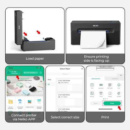 Nelko Bluetooth Thermal Shipping Label Printer, Wireless 4x6 Shipping Label