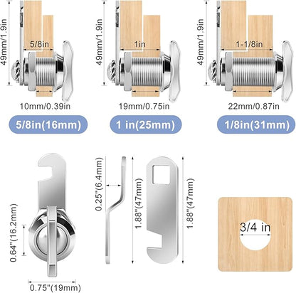 Thumb Operated Offset Cam Lock, 1-1/8” Cylinder Fits on 7/8” Max Door Thickness