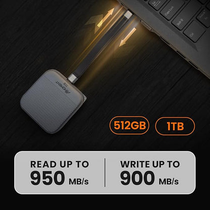 MMOMENT 1TB Magnetic External Portable SSD – 950MB/s Read –