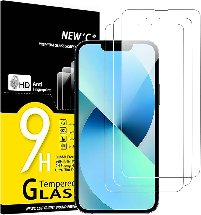 NEW'C 3 Pack Designed for iPhone 13 Mini Screen Protector, Enhanced Tempered