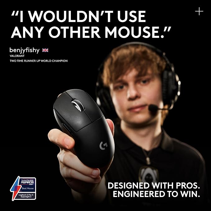 Logitech G PRO X SUPERLIGHT 2 Wireless Gaming Mouse, 60g Pro-Grade