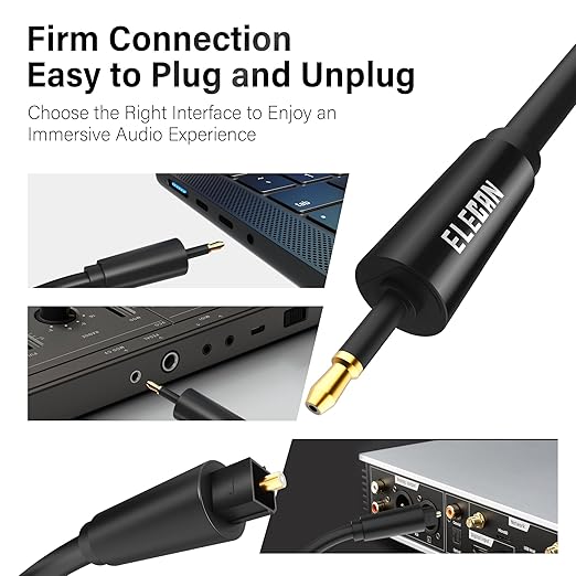 Elecan Mini Toslink to Toslink Digital Optical S/PDIF Audio Cable 6 Ft