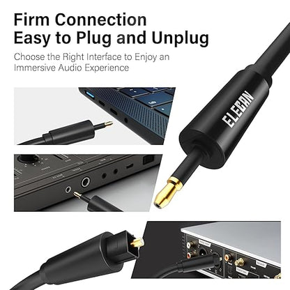 Elecan Mini Toslink to Toslink Digital Optical S/PDIF Audio Cable 15 Ft