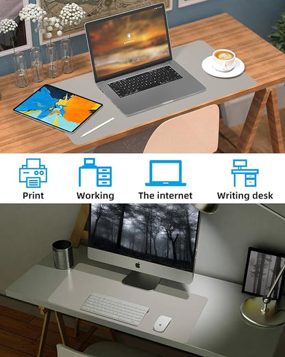 Leather Desk Pad Protector, Large Office Mat & Mouse Pad, Non-Slip Laptop Desk