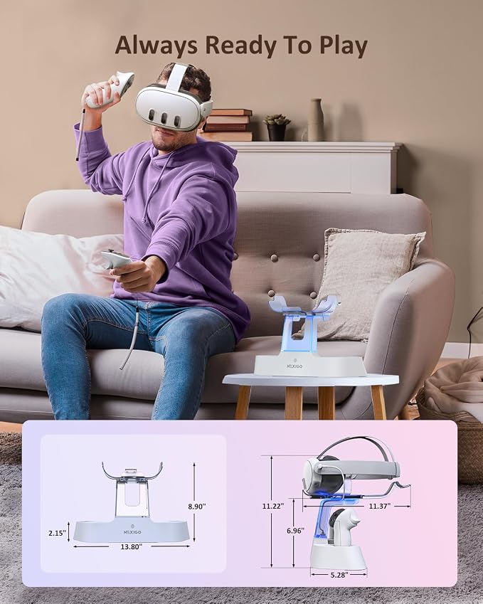 NexiGo Enhanced Charging Dock for Meta Quest 3 and 3S,