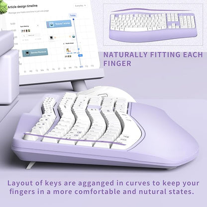 Ergonomic Wireless Keyboard and Mouse Combo, Wave Keys Keyboard
