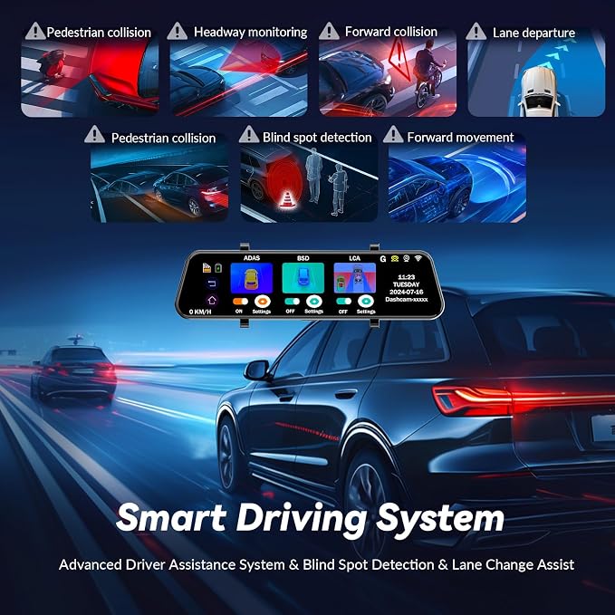 Mirror Dual Dash Camera, 4K and 1080P Dash Cam