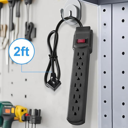6-Outlet Surge Protector – 250 Joules, 6ft Cord, 1875W Max – Right Angle Plug