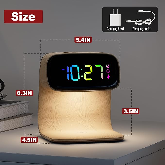 Digital Alarm Clock with Wireless Fast Charging Station 15W Touch Smart Lamp