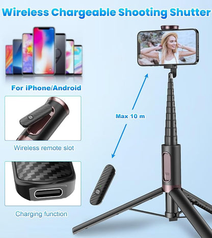TONEOF 67" Cell Phone Selfie Stick Tripod, Smartphone Stand All-in-1