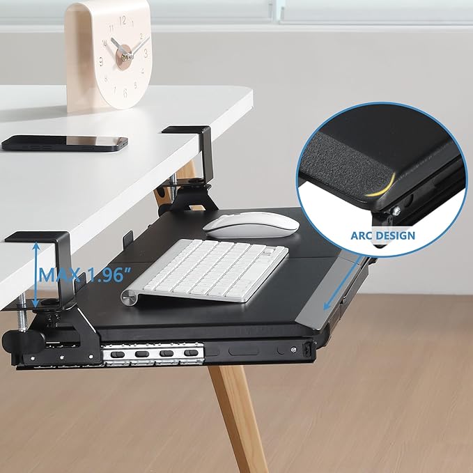 ETHU Keyboard Tray Under Desk, Pull Out Keyboard & Mouse Tray