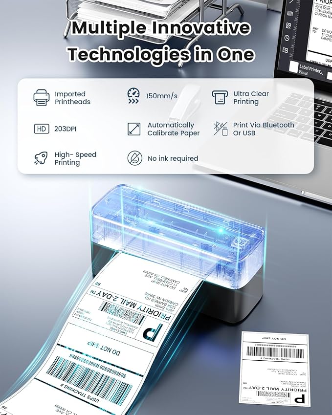 Phomemo Bluetooth Shipping Label Printer, 241BT 4X6 Wireless Thermal Printer