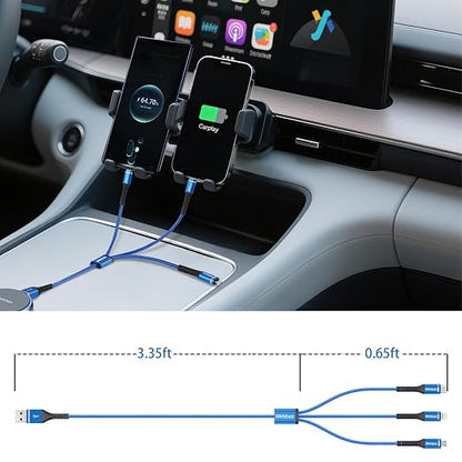 Multi Charging Cable 2Pack 4FT, 3 in 1 Charger Cable Braided Universal Phone