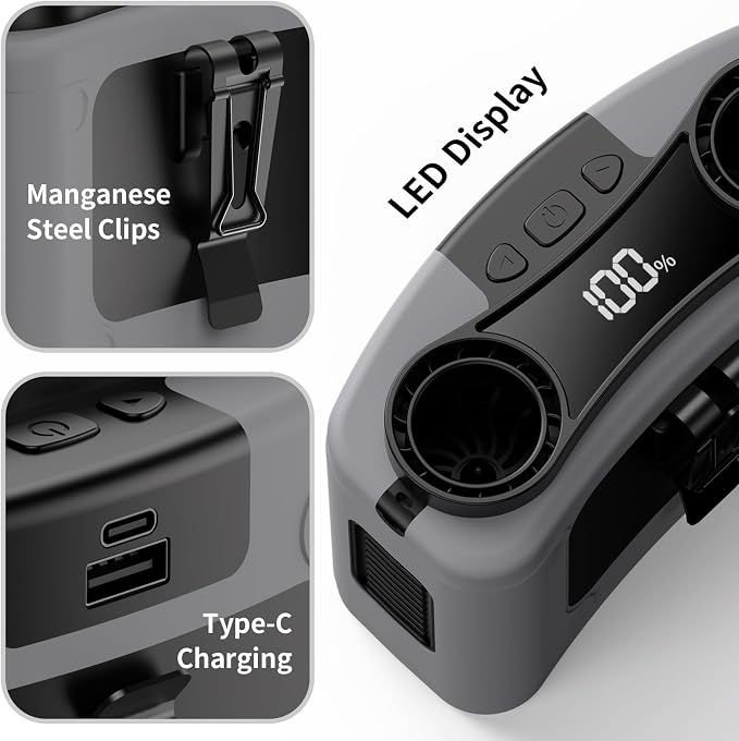 Socool 20000mAh Portable Waist Fan Clip on Wearable Belt Personal Fan