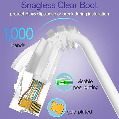 Cat6a Patch Cables 0.5ft Slim, Cat6 Ethernet Patch Cable Pure Copper, Flexible