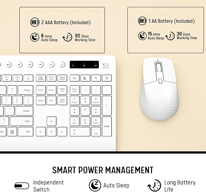 White Wireless Keyboard and Mouse Combo