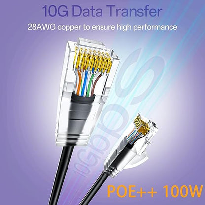 Cat6a Patch Cables 1ft Slim, Cat6 Ethernet Patch Cable Pure Copper, Flexible