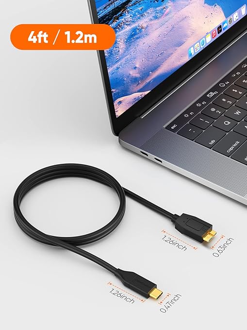 CableCreation 4FT USB C to Micro B Cable, 10Gbps Speed External Hard Drive