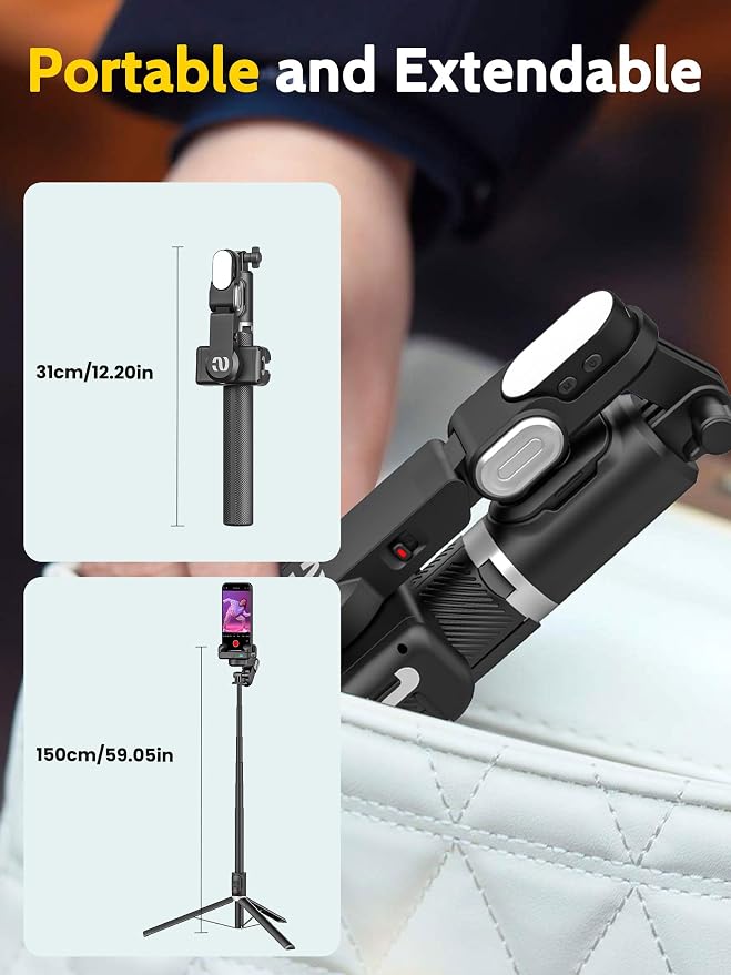 Auto Face Tracking Tripod 360 Rotation w/Stand, Selfie Stick Tripod