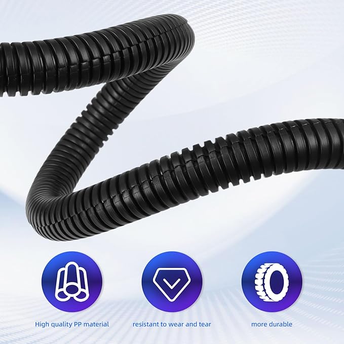 Split Wire Loom Tubing, 25ft Cord Protectors from Pets No Chew, Flexible Wire