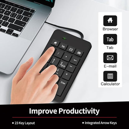Wired Number Pad, USB Numpad 23 Key Numeric Keypad Financial Accounting