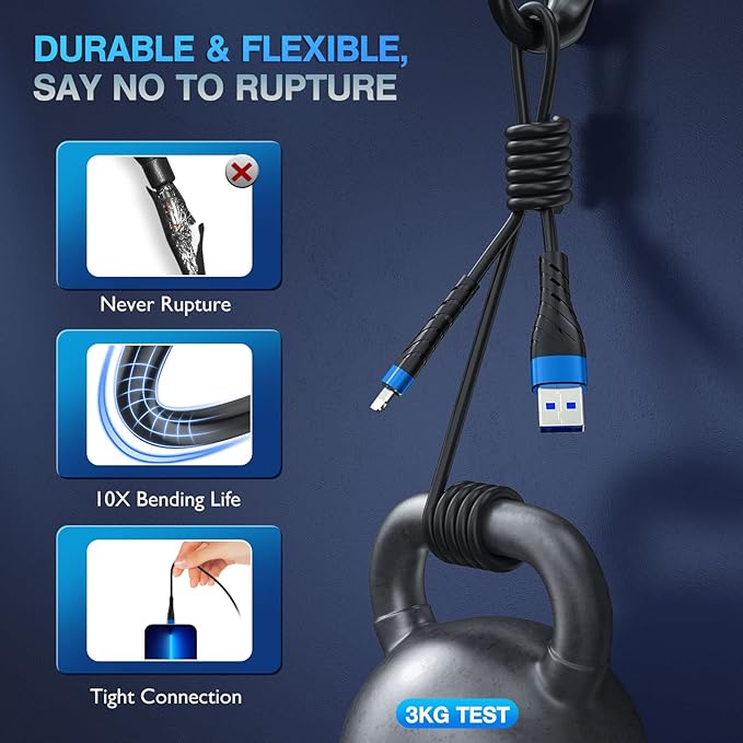 OIITH MFi Certified for iPhone Charger Cable 3 Pack 6 Ft, Long for Lightning
