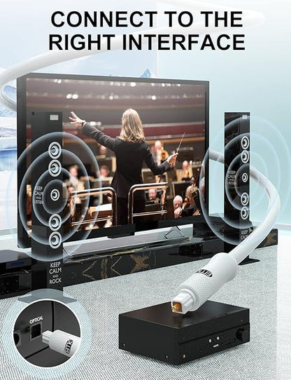 EMK White Optical Audio Cable