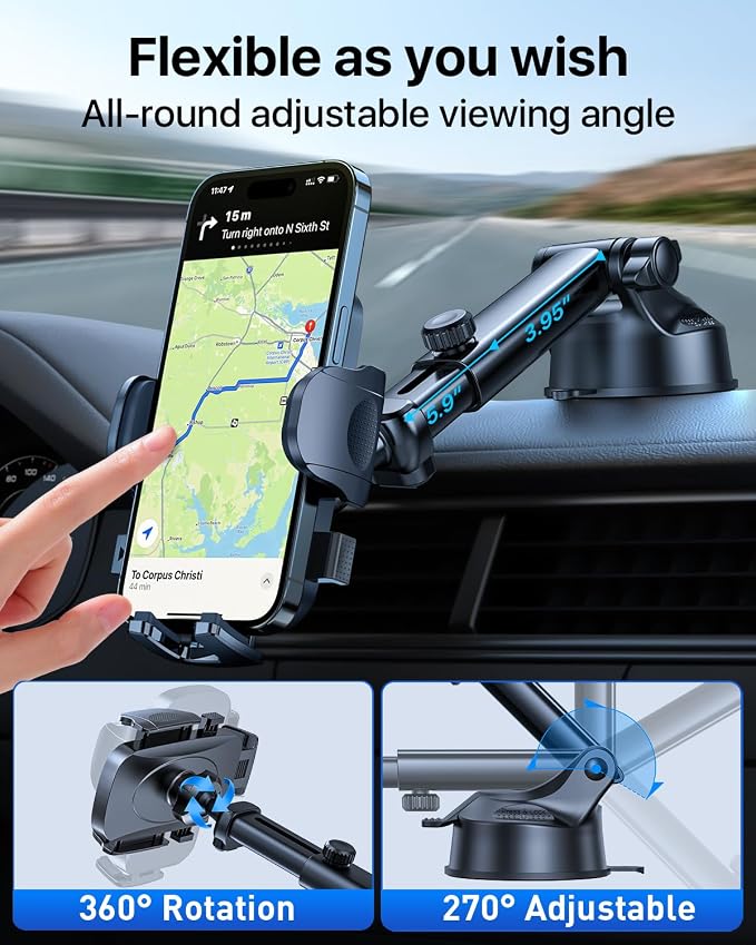 HTU 2025 Upgraded Car Phone Holder 【Safety Certs & No Smell】 Cell Phone Holder