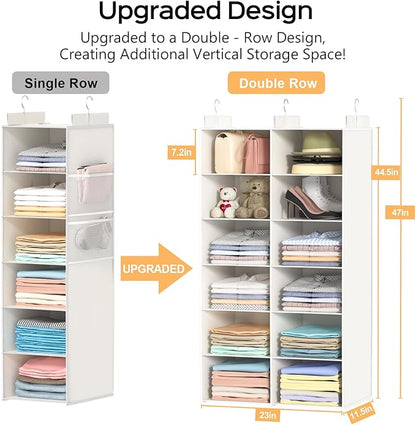 Space-Saving Hanging Closet Storage Organizer – Dual-Row Foldable Shelves