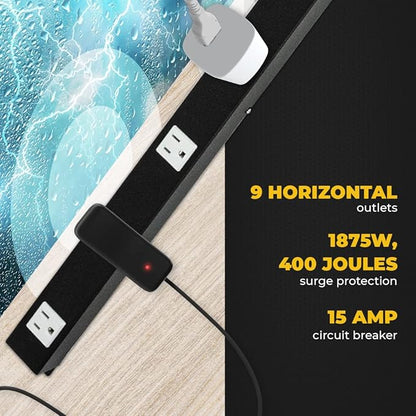 9 Outlets 3 Feet Power Cord 3 Feet Body Opentron OT3093 Heavy Duty Metal Surge