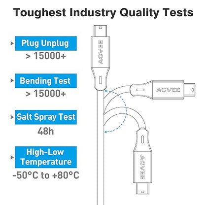 AGVEE 2 Pack 1ft Mini USB Cable, Braided Durable USB-A to Mini-B Charger