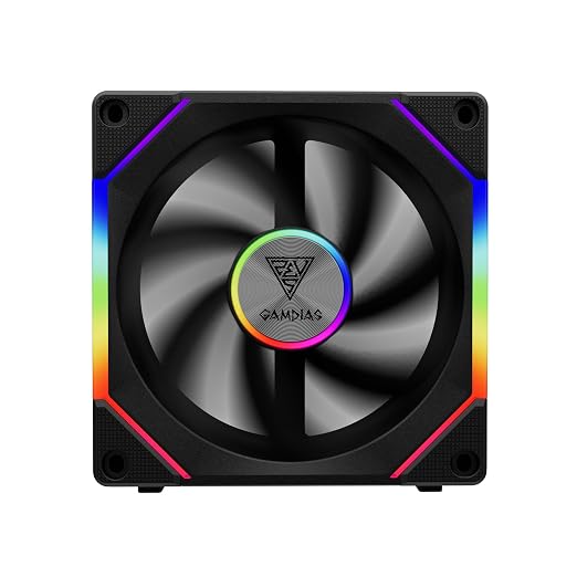 GAMDIAS 120mm ARGB PWM Case Fan, 2 Blades in 1 Fan Pack, Sync