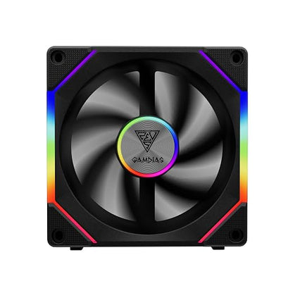 GAMDIAS 120mm ARGB PWM Case Fan, 2 Blades in 1 Fan Pack, Sync