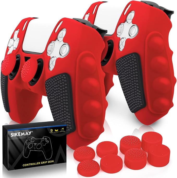 SIKEMAY Anti-Slip PS5 Controller Skin, Soft Thicken Non-Slip Studded Silicone